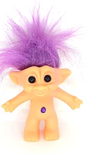 5" Troll Doll Purple Hair Retro Figure Collectible Gemstone Belly