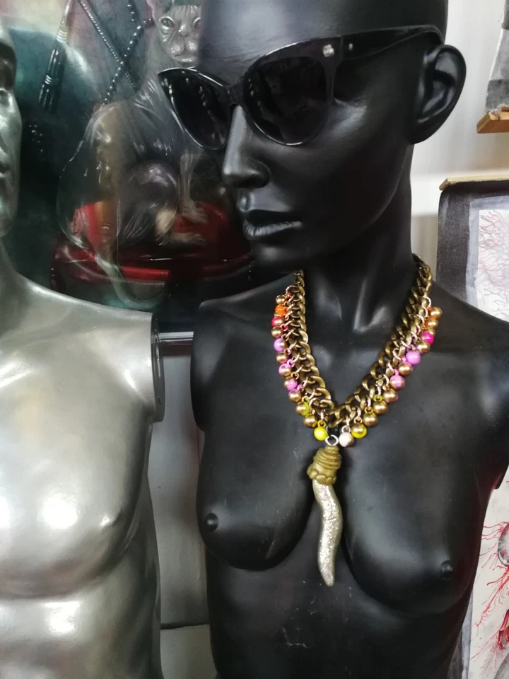 moda joyería mujer joyas collar colgante collar cadena pop diseño cuerno babero Foto 4 de 4