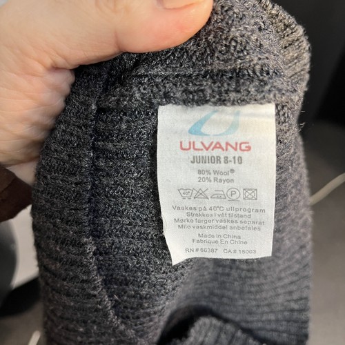 Ulvang Junior Jumper Sweater Knit Casual Grey 80 % Wool Pullover sz 8 - 10 Rib - Picture 6 of 7