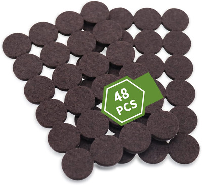48 PCS Felt Furniture Pads for Hardwood Floors Round Dark Brown  Floor Protector