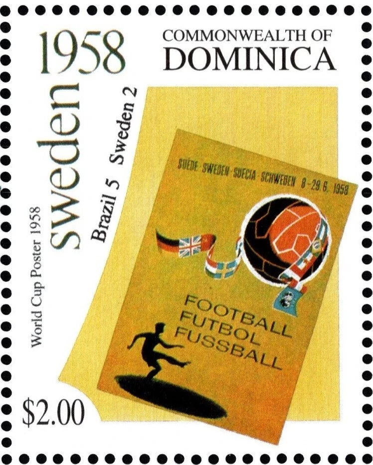 DOMINICA 2001 FIFA WORLD CUP- FOOTBALL- HISTORY SIX STAMPS SOUVENIR SHEET MNH - Image 4 of 4