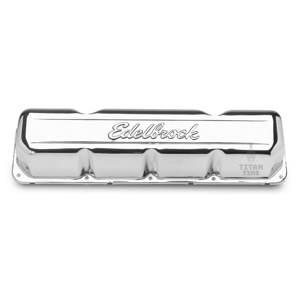 EDELBROCK 4431 - Signature Series Chrome Valve Cover Short Pair for AMC V8 Foto 2 de 4