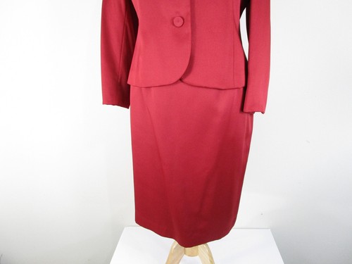 Kasper Plus Size Petite Solid Red Skirt Suit Size 16P Formal Business Career - Picture 3 of 9