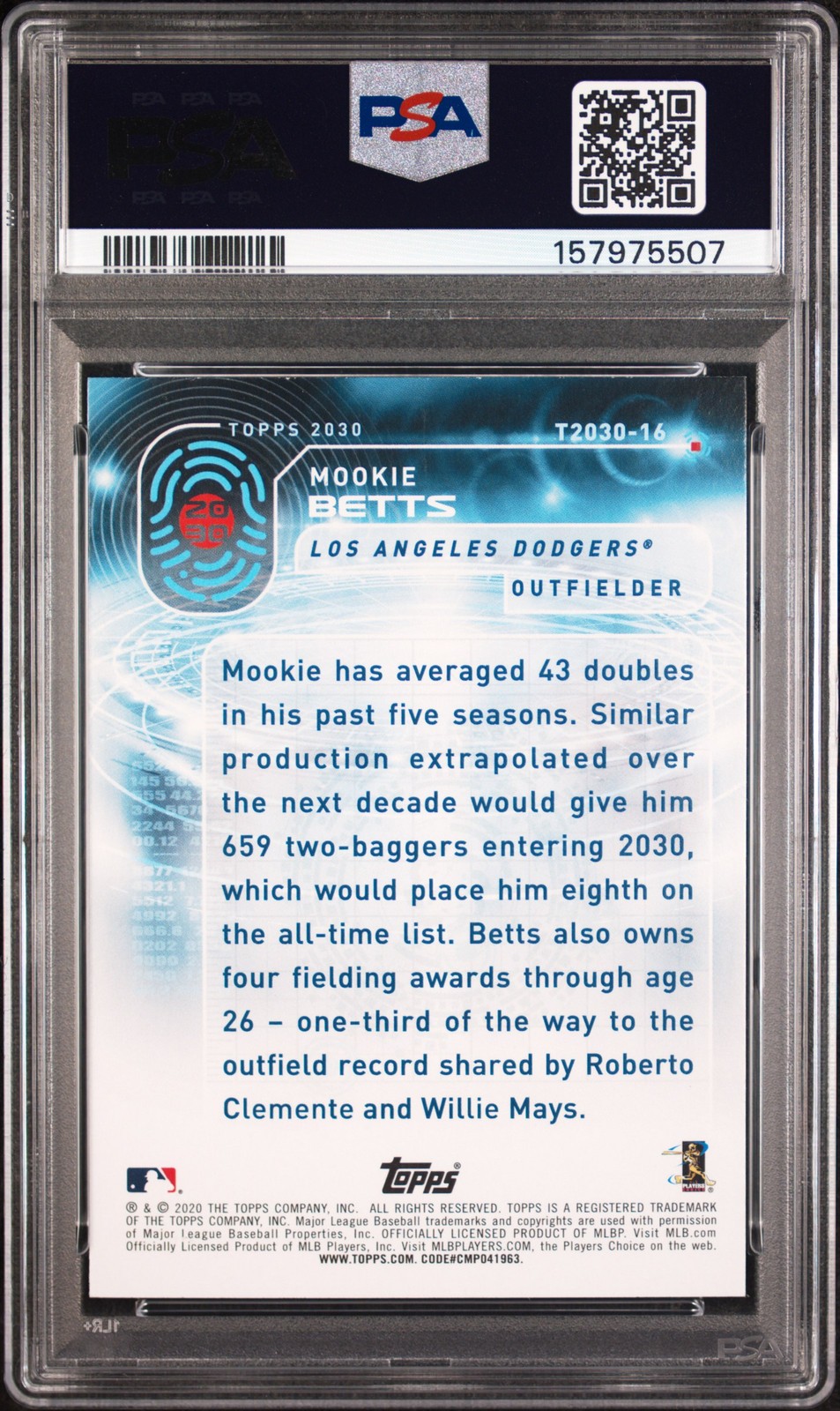 2020 TOPPS TOPPS 2030 #16 MOOKIE BETTS PSA 9 view 2