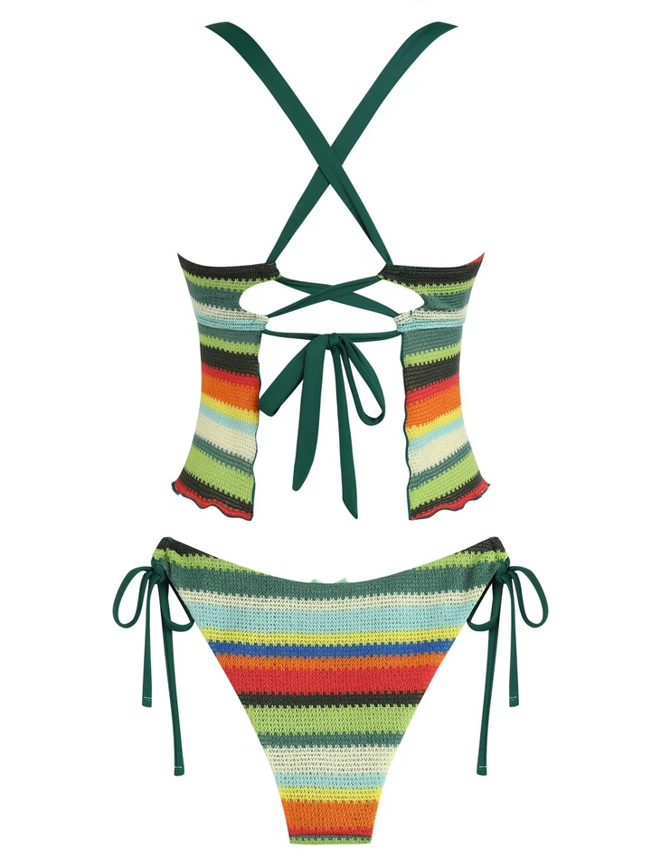 ZAFUL Conjunto Tankini Mujer Cuello en V Control Abdomen Floral 2 Piezas Traje de Baño Tanga Foto 2 de 4