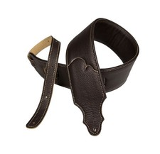 Padded Glove with Foam Core Guitar Strap 3" Chocolate/Natural Stitching