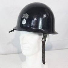 Vintage French Police Riot Helmet Gendarme Blue Steel Missing Strap (3943)
