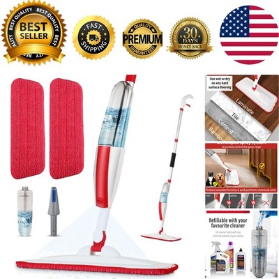 Effortless Wet Spray Mop with 14 oz Bottle & 2 Microfiber Pads for Clean Floors