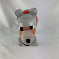 Minecraft Gray Wolf Dog Plush 8" Red Collar Mojang Synergies 2019 Toy Factory