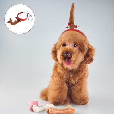 Dog Cat Christmas Reindeer Antlers Headband Adjustable Elk Pet Costume Accessory