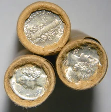 BU Mercury Dime / BU Wheat Ends ~ Wheat Penny Lincoln Cent ~ Estate ~ ONE ROLL
