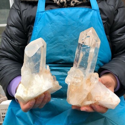 2pcs 5.63LB Natural Clear White Quartz Crystal Cluster Mineral Specimen Healing