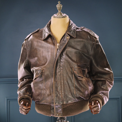 Vintage 1980s Schott 184SM A2 Brown Flight Bomber Aviator Leather
