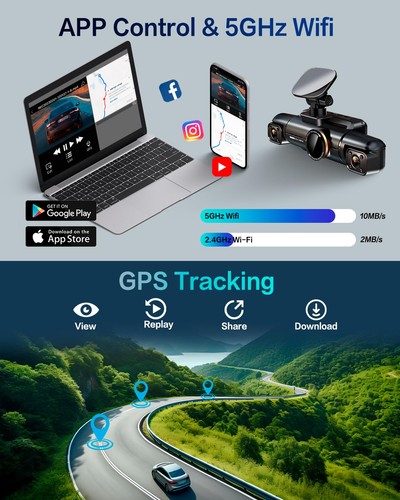 AI Dash Cam Front Rear Inside, 4 Channel 3k+1080P*3 Dashcam with Smart Drivin... - Picture 9 of 9
