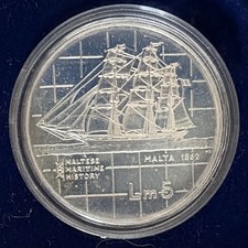 4 x 5 LM 1985 Pound Lira Malta Set Maritime Seefahrtgeschichte Silber