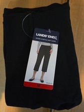 Lands' End Womens Shore Stretch Knit Capri Pants Size M Medium Black