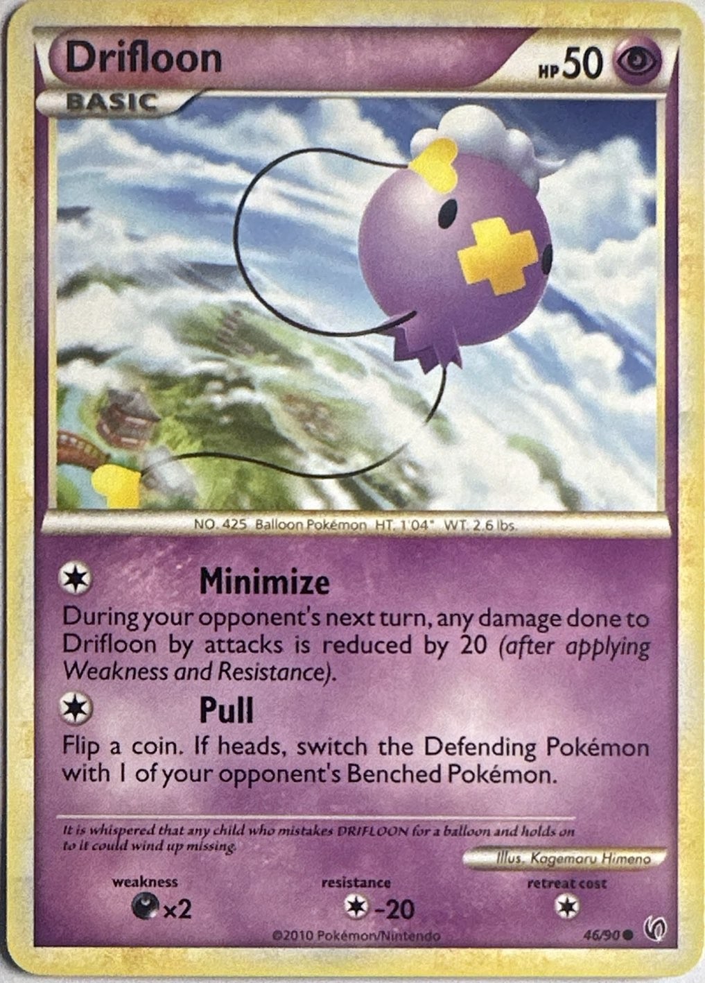 Drifloon 46/90 Common HGSS Undaunted Pokemon Lightly Played