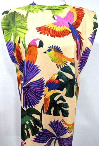 FARM Rio Colorful Tropical Parrot Floral Shift T-Shirt Dress Logo Size XS READ *
