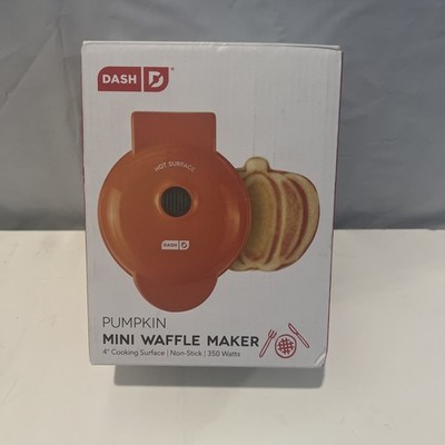 Dash Pumpkin Mini Waffle Maker 4'' Cooking Surface Non-stick   Perfect For Fall