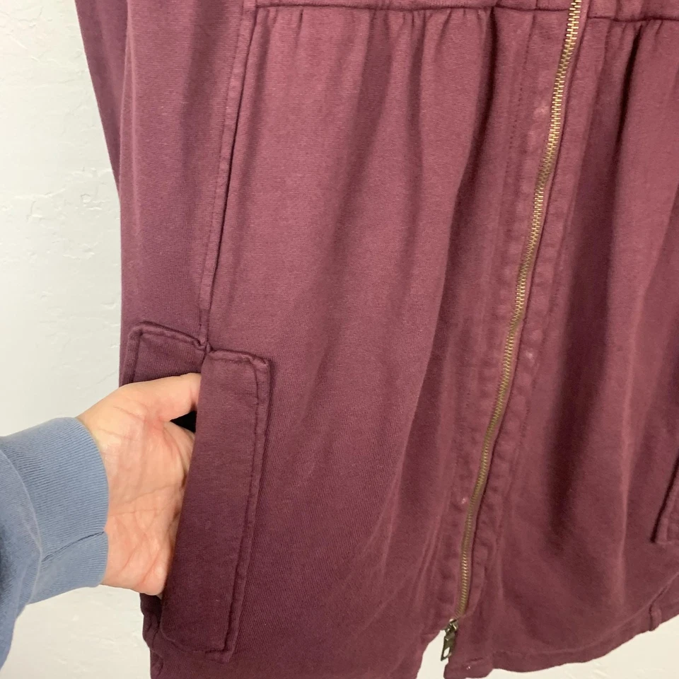 Chaqueta XCVI Mujer XL Borgoña Cremallera Frontal Algodón Peplum Túnica Bolsillos Estilo 1934 Foto 3 de 4