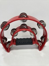 Double Half Moon Cutaway Hand Tambourine 40 Jingles Adults and Children Used F2