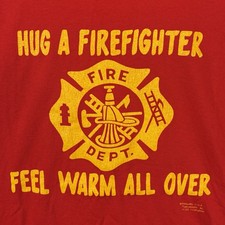 Vintage Fireman Comedy Single Stitch Tee Shirt Firefighter 90s XL Funny