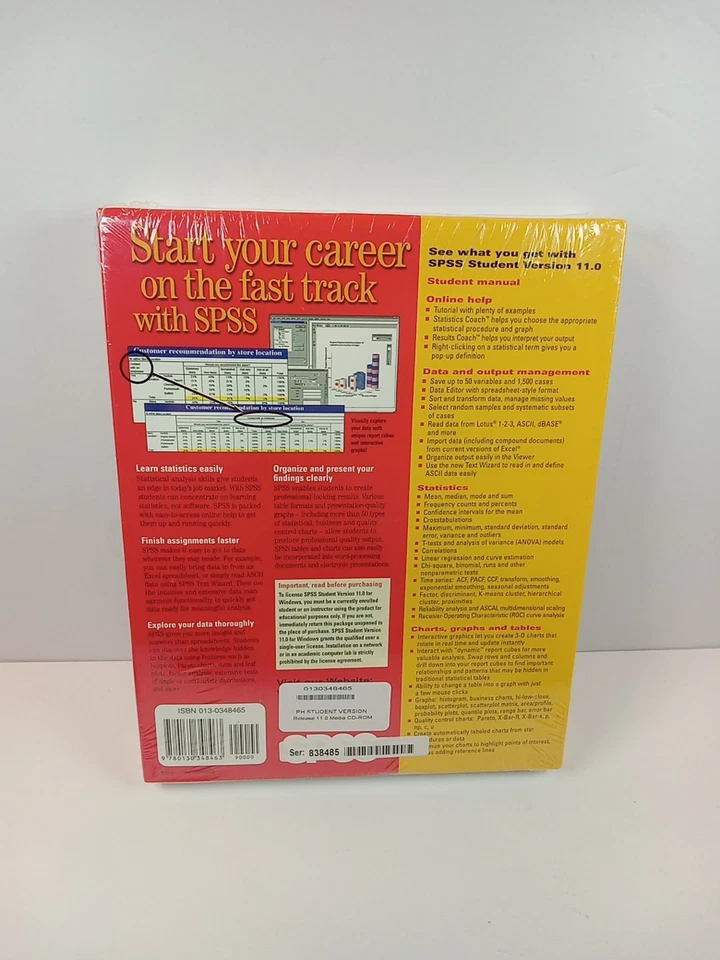 Sealed SPSS Student Version 11.0 Software Windows 98 2000 WIN NT Statistical - Image 2 of 4