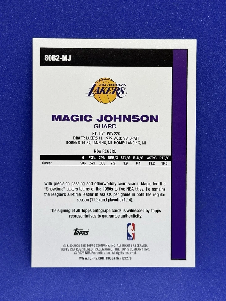 2025-26 Topps Flagship 45th Anniversary Magic Johnson Auto - Los Angeles Lakers - Image 2 of 2
