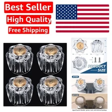 Stylish Round Faucet Knobs in Clear Acrylic for Hot/Cold Sinks - 4 Included