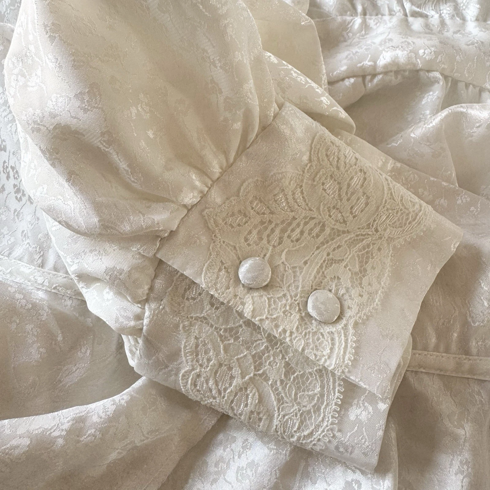 UNDERCOVER Maxi abito da sposa anni 80 Victoria’s Secret bianco avorio vintage jacquard seta