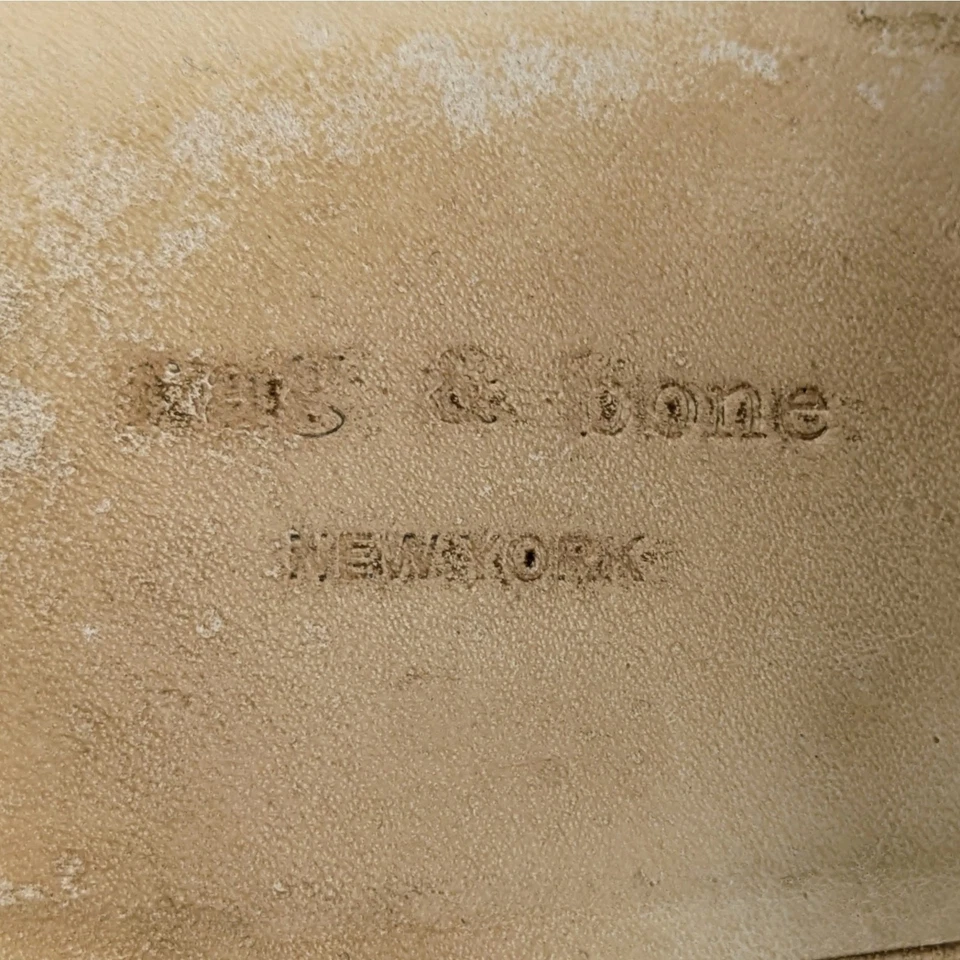 Zapatos Rag & Bone Mules Blanco Mujer 37.5 Cuero Gamuza Tostado Tachonado Tacones Sin Cordones Foto 2 de 4