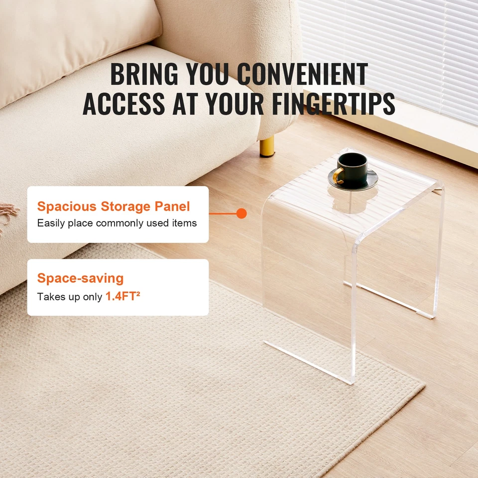 Mesa auxiliar de acrílico 2 piezas Mesas auxiliares transparentes Lucite en forma de C para sala de estar Foto 2 de 4