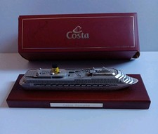 Modellino statua in peltro nave da crociera Costa Fortuna con base e scatola Bollani