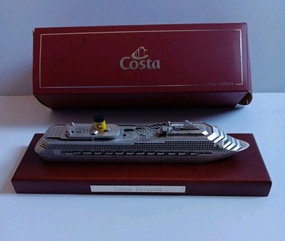 Costa Fortuna Cruise Ship Pewter Statue Model With Base & Box Bollani