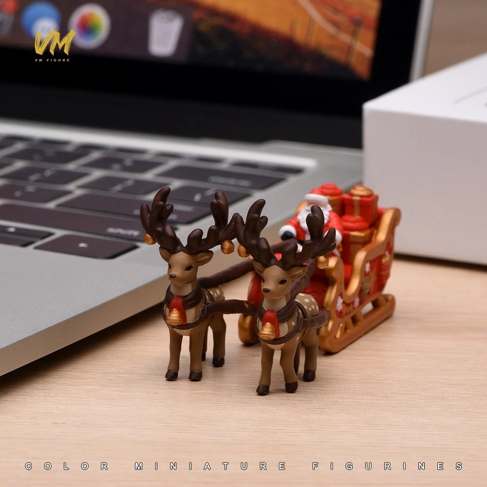1/64 Diorama Santa Clause &Sleigh Scene Miniature Figure Model Doll For Car Toy - Image 2 of 4