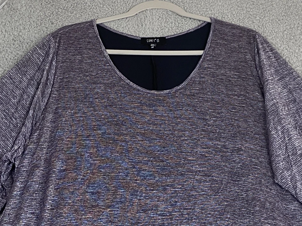 Comfy USA Soft Crinkle Midi Dress Size 3X Lilac Lagenlook Artsy Lined Tiered EXC - Image 4 of 4