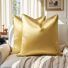 Decorative Throw Pillow Covers, 18x18 Faux Silk 18" x 18" Pack of 2 Gold