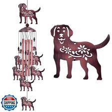 Outdoor 37" Dog Wind Chimes Decor - With 4 Tubes 6 Bells 7 Dogs W
