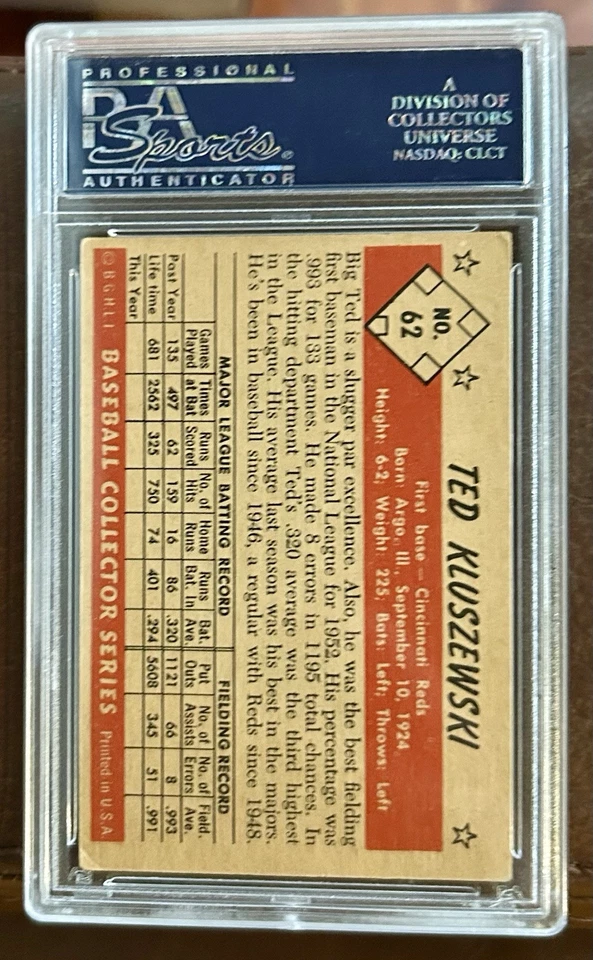 1953 Bowman Color #62 Ted Kluszewski PSA VG+ 3.5 *Reds* - Image 2 of 2