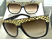 Oversized Exaggerated Classic Vintage Retro SUNGLASSES Big Black Snakeskin Frame