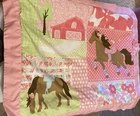 Vtg. Circo Pretty Horses Pillow Sham Pink Barn Polka Dot Girl Equestrian Twin