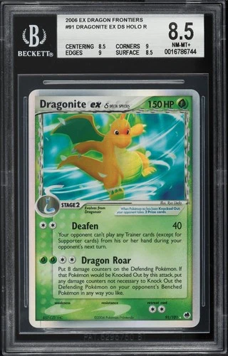 BGS 8.5 2006 Pokemon EX Dragon Frontiers 91/101 Dragonite Holo Rare TCG Card