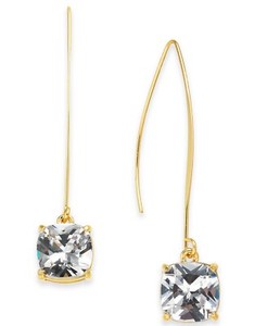 Inc International Concepts Gold-tone Cubic Zirconia Square Linear Drop Earrings