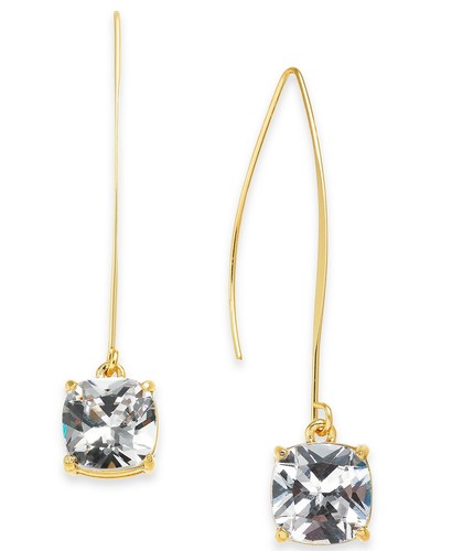 INC International Concepts Cubic Zirconia Square Linear Drop Women's Earrings - 第 1/2 張圖片