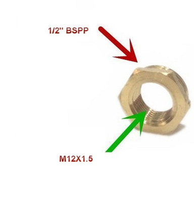 Pipe 1/2'' BSP BSPP Male to M12 M12X1.5 Female Metric Adapter Fitting
