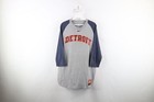 Nike Mens Large Center Swoosh Detroit Tigers Baseball 3/4 Sleeve Raglan T-Shirt
