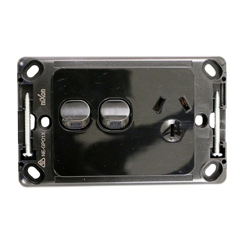 1 x Single 10AMP Power Point GPO with extra SWITCH - BLACK Electrical - SAA - Picture 3 of 4
