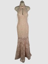 $499 Xscape Women's Pink Sequin Lace Racerback Halter Mermaid Gown Size 4