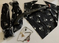Lot PIRATE Costume ACCESSORIES Faux Buccaneer Gun/Pistol Jewelry Belt Scarf 7pc