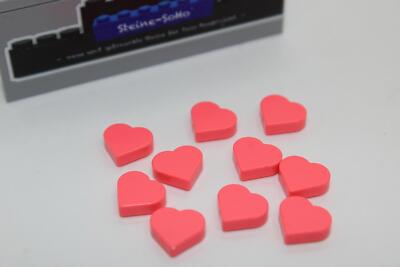 Lego (c) 10x Fliesen Herz Form - 1x1 - coral rot - 39739 - tile - Fliese